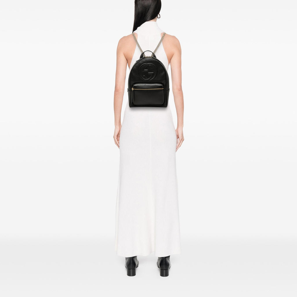 Gucci Pebbled Calfskin Soho Chain Backpack