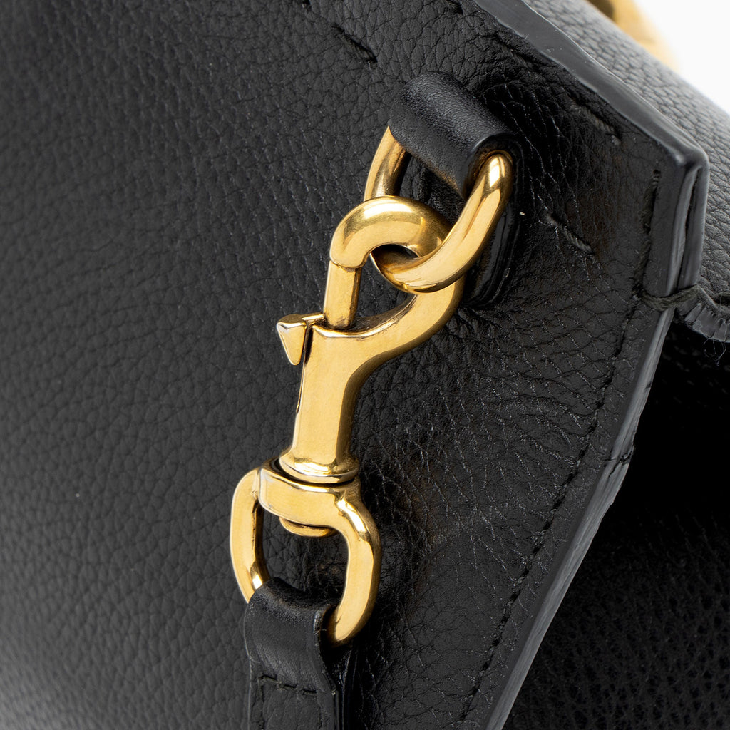 Gucci Pebbled Leather GG Marmont Top Handle