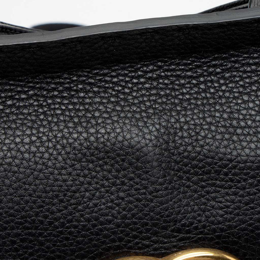 Gucci Pebbled Leather GG Marmont Top Handle