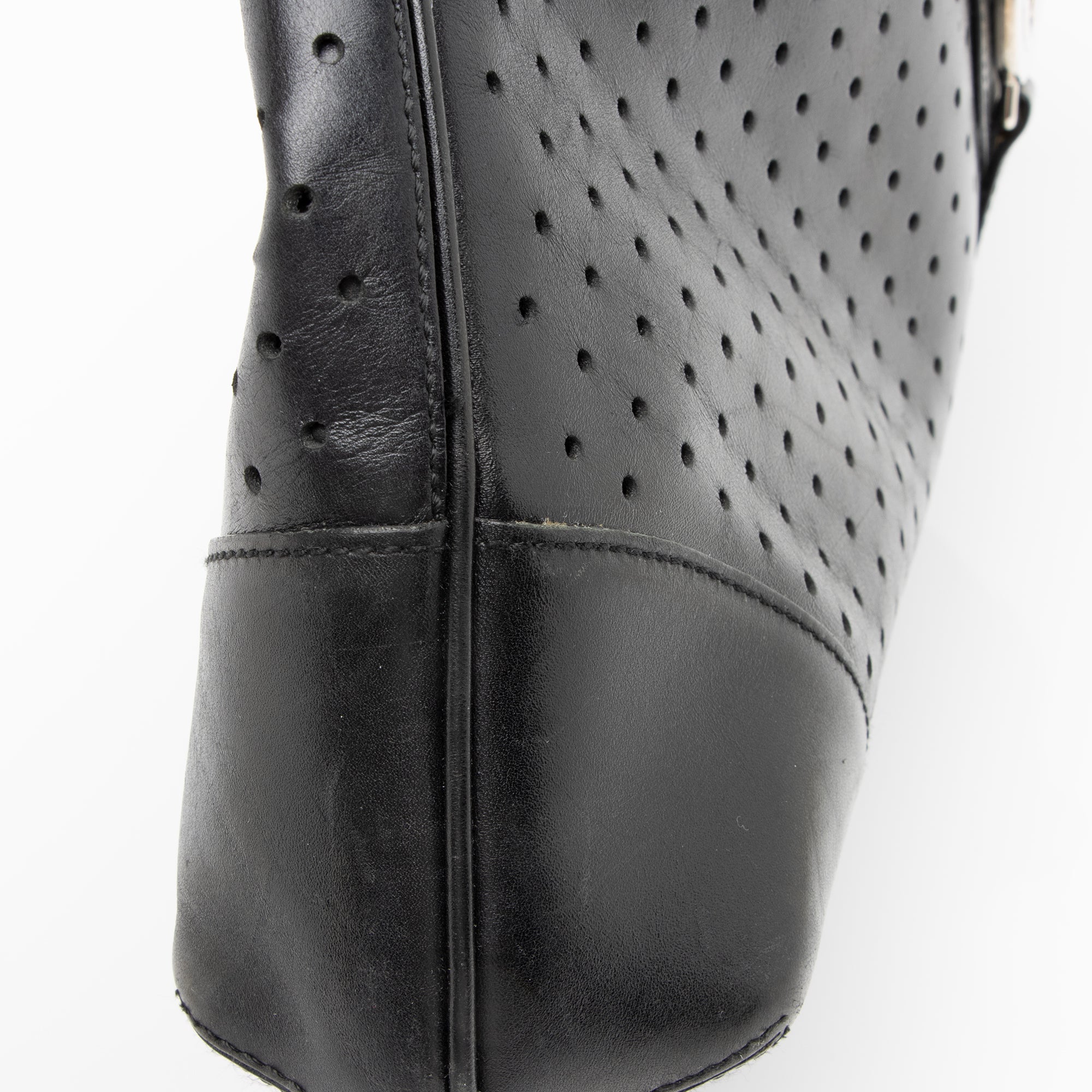 Gucci Perforated Leather Interlocking G Reins Satchel (SHF-23526)