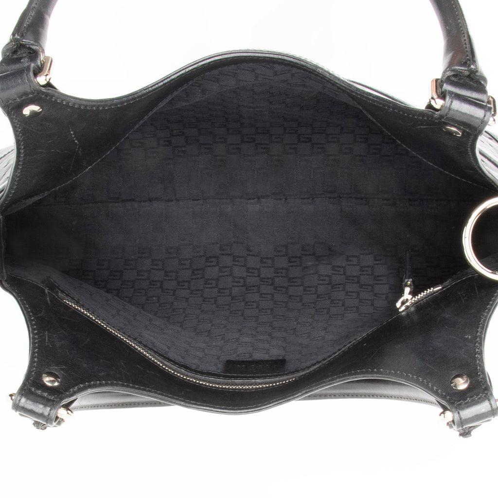 Gucci Perforated Leather Interlocking G Reins Satchel (SHF-23526)