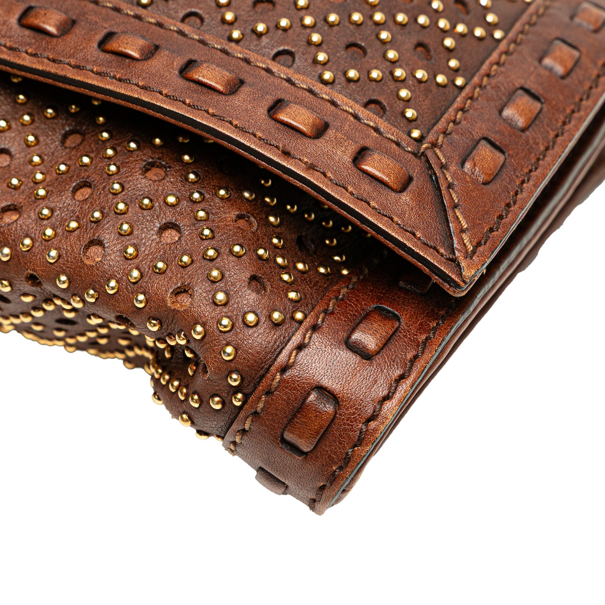 Gucci Perforated Leather Studded Malika Clutch