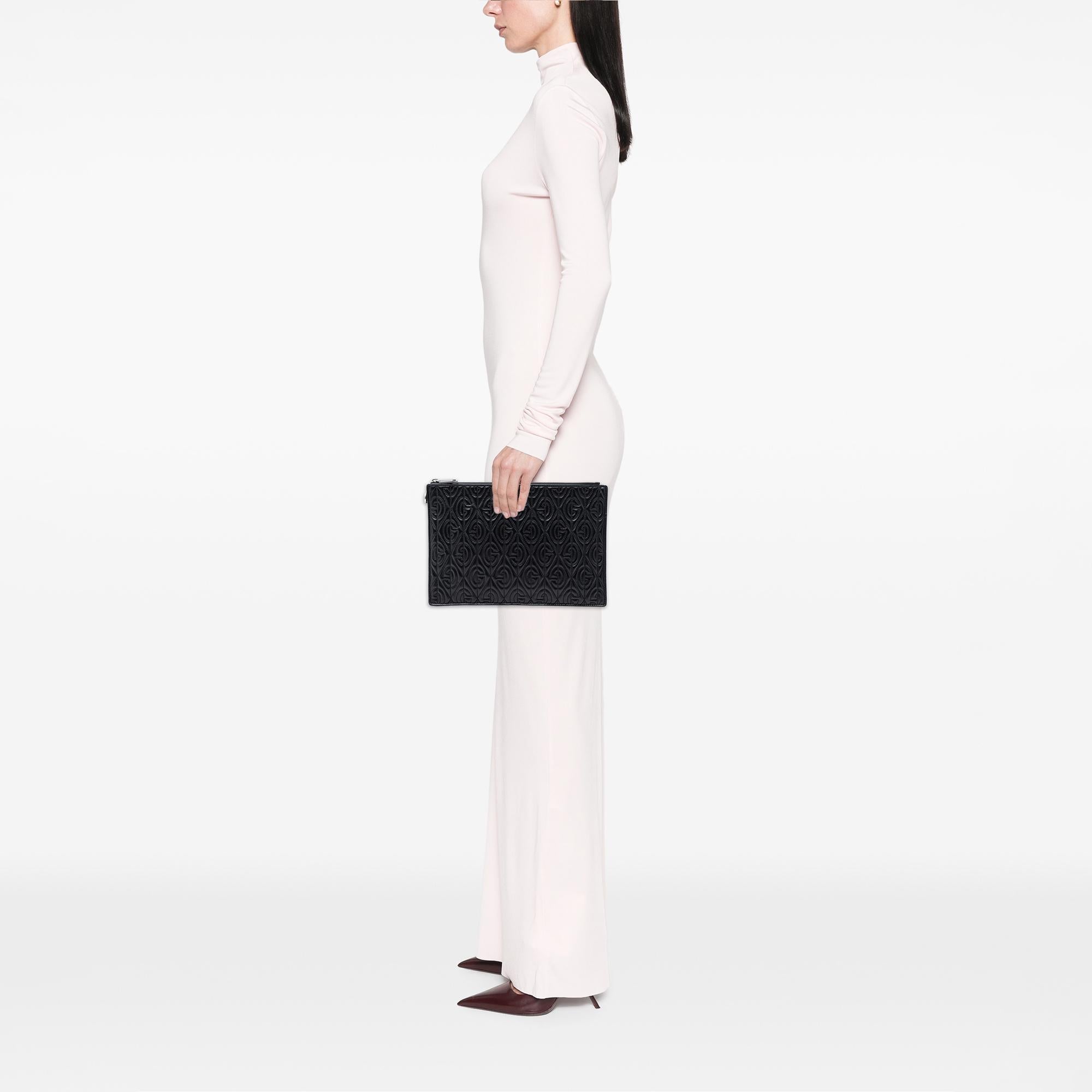 Gucci Quilted Leather G Rhombus Zip Clutch