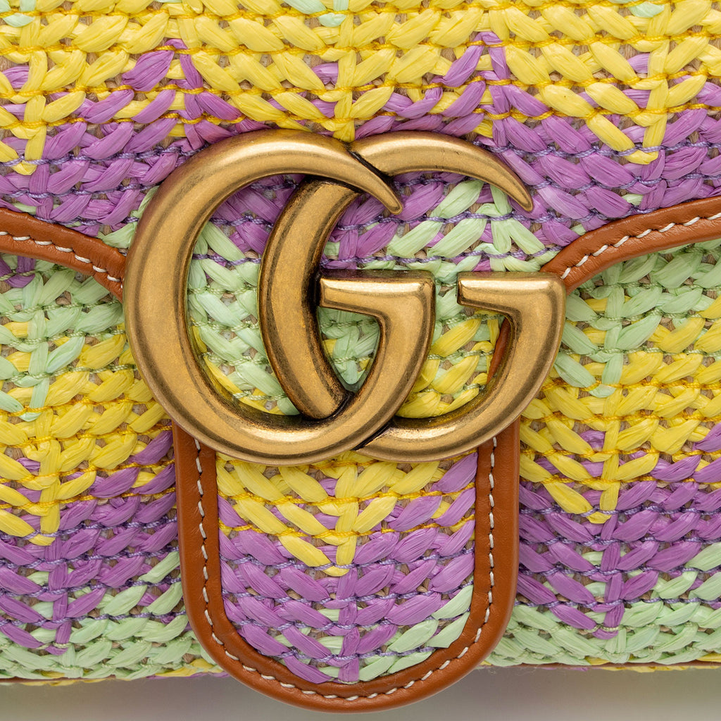 Gucci Raffia GG Marmont Medium Flap Bag
