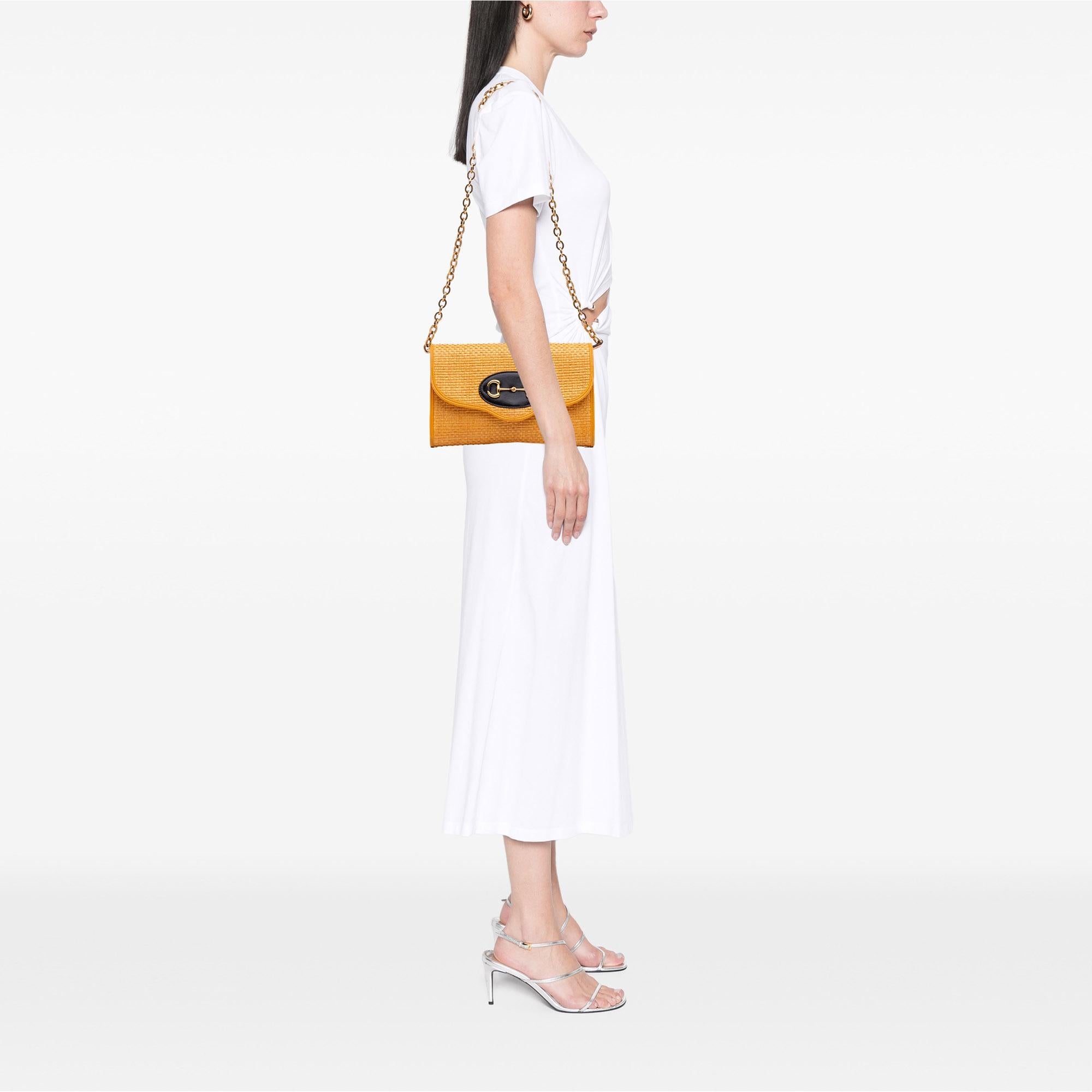 Gucci Raffia Horsebit 1955 Chain Crossbody