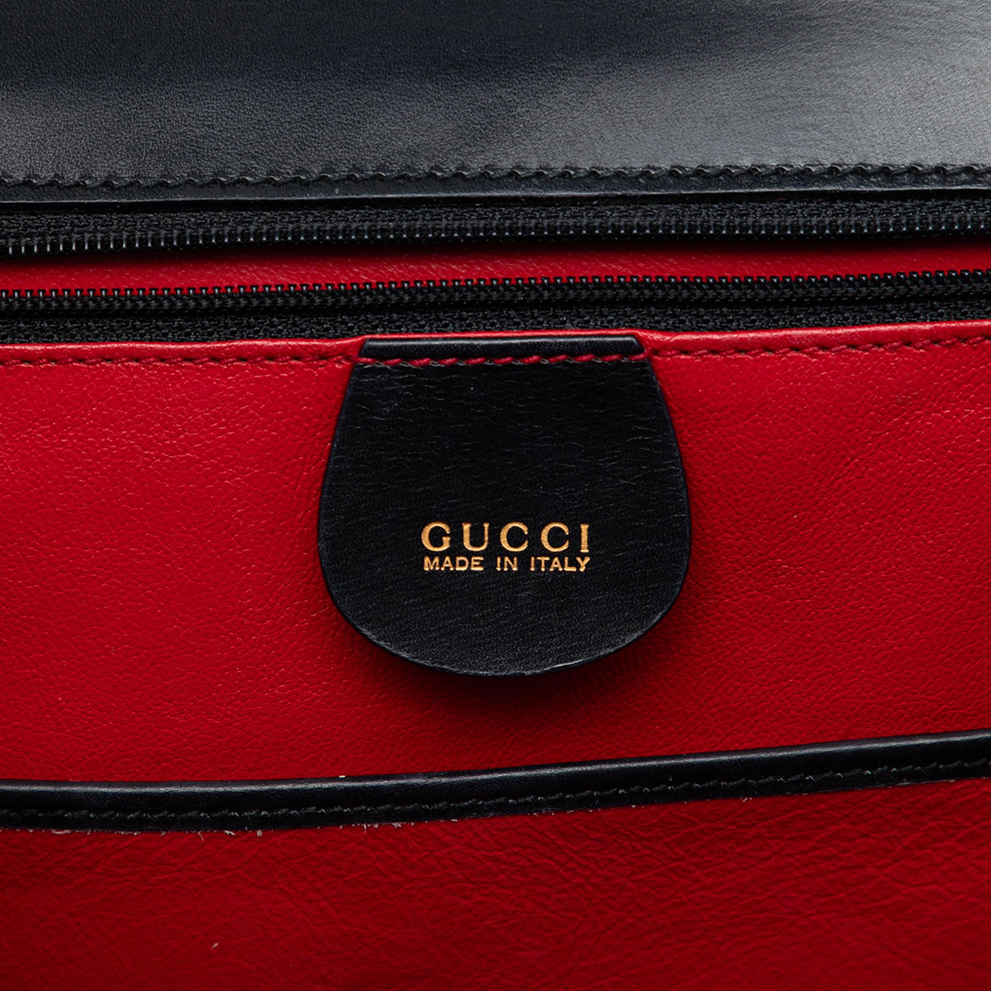 Gucci Small Calfskin Bamboo Top Handle Bag