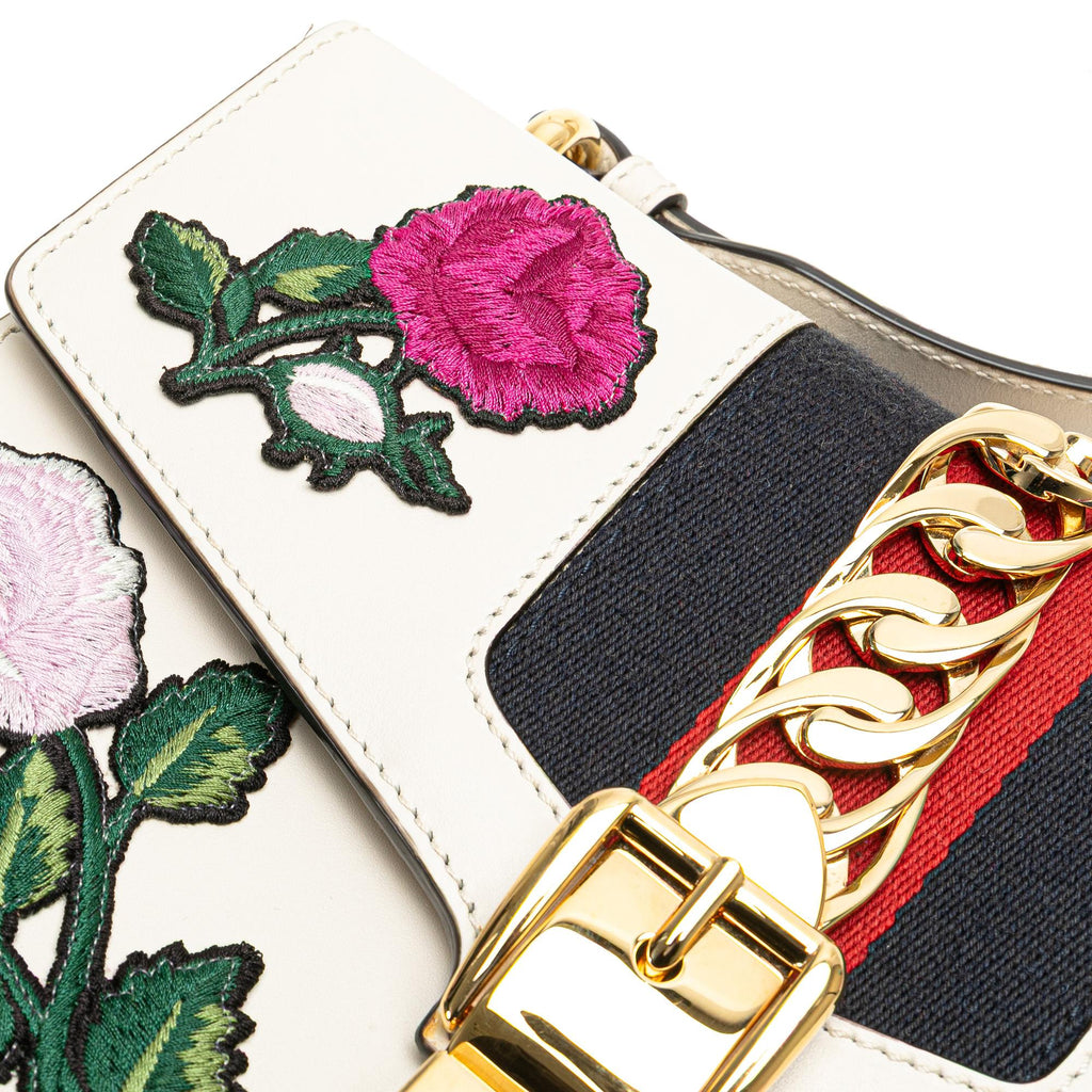 Gucci Small Floral Embroidered Leather Sylvie Crossbody