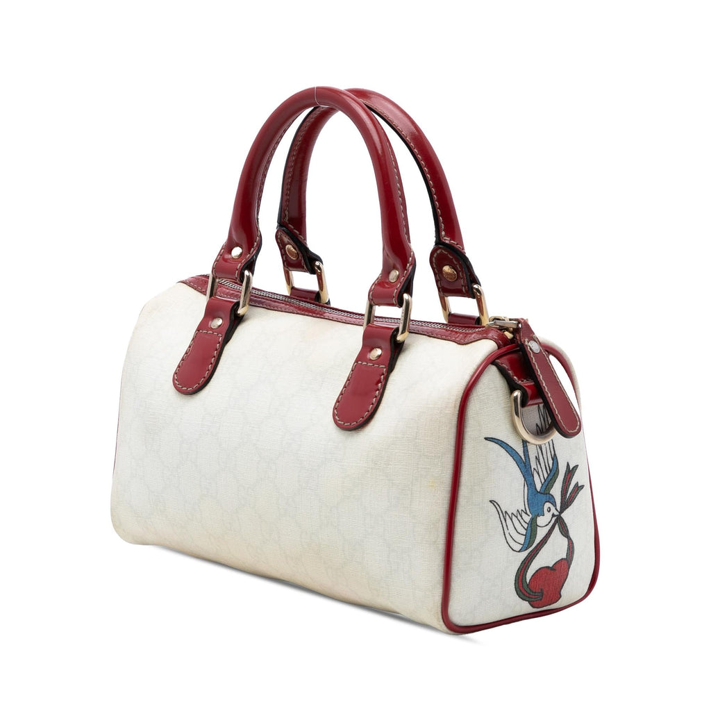 Gucci Small GG Supreme Joy Tattoo Heart Boston Bag