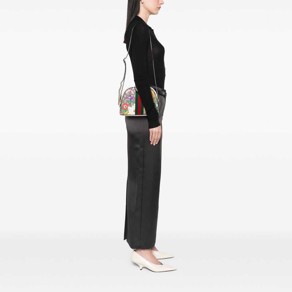 Gucci Small GG Supreme Web  Flora Ophidia Dome Crossbody