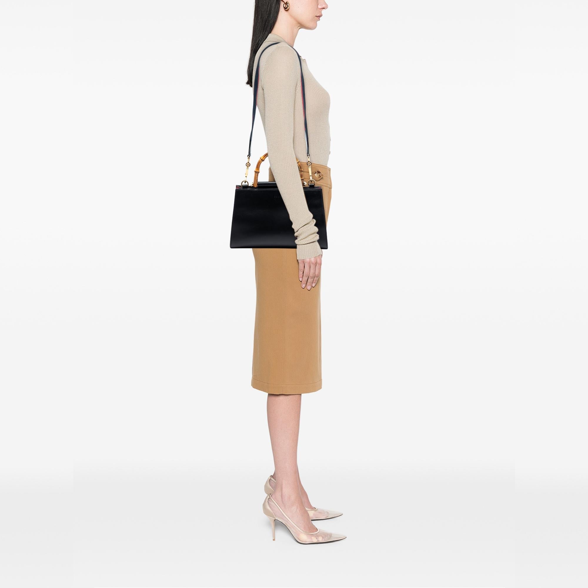 Gucci Small Leather Bamboo Nymphaea Web Satchel