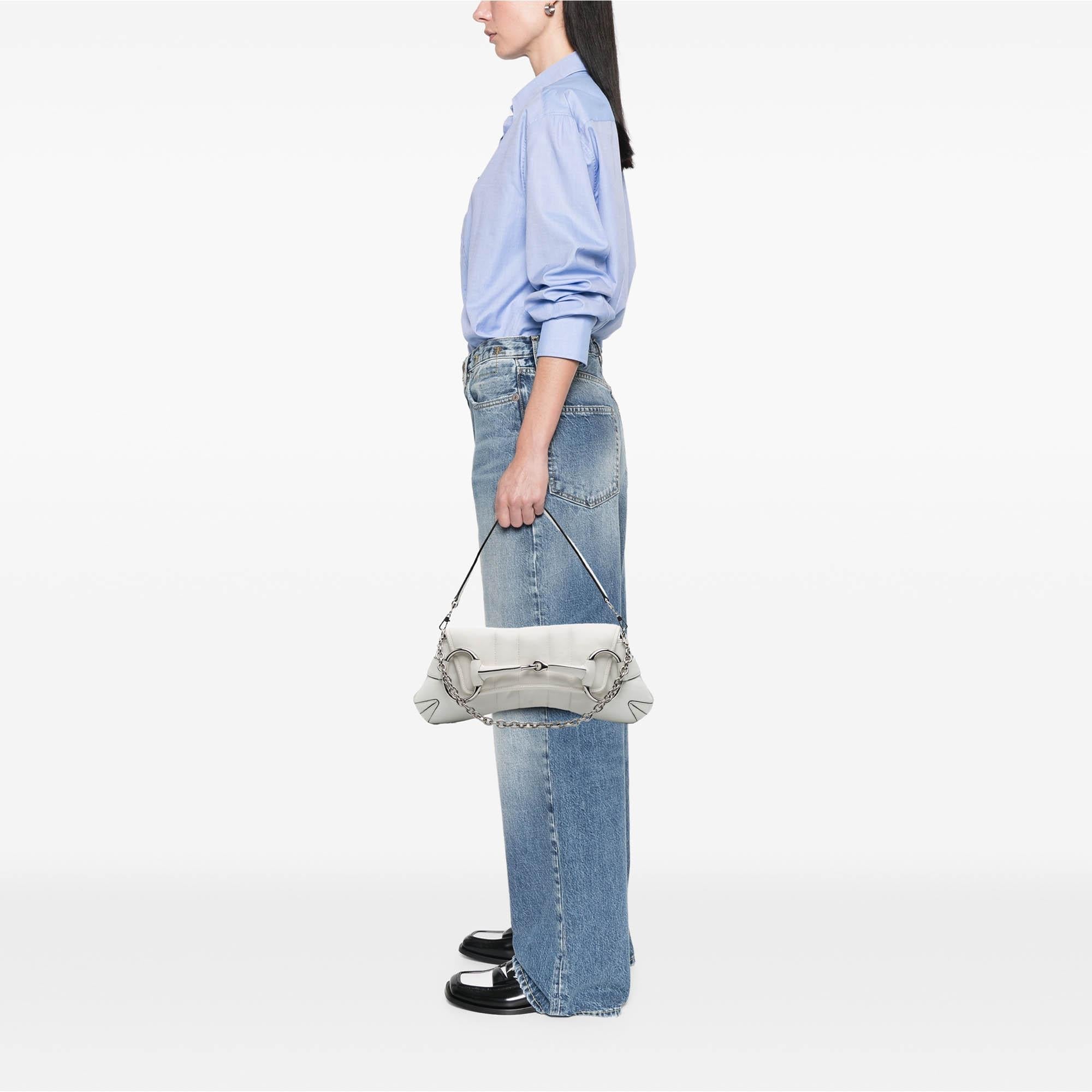 Gucci Small Leather Horsebit Chain Satchel