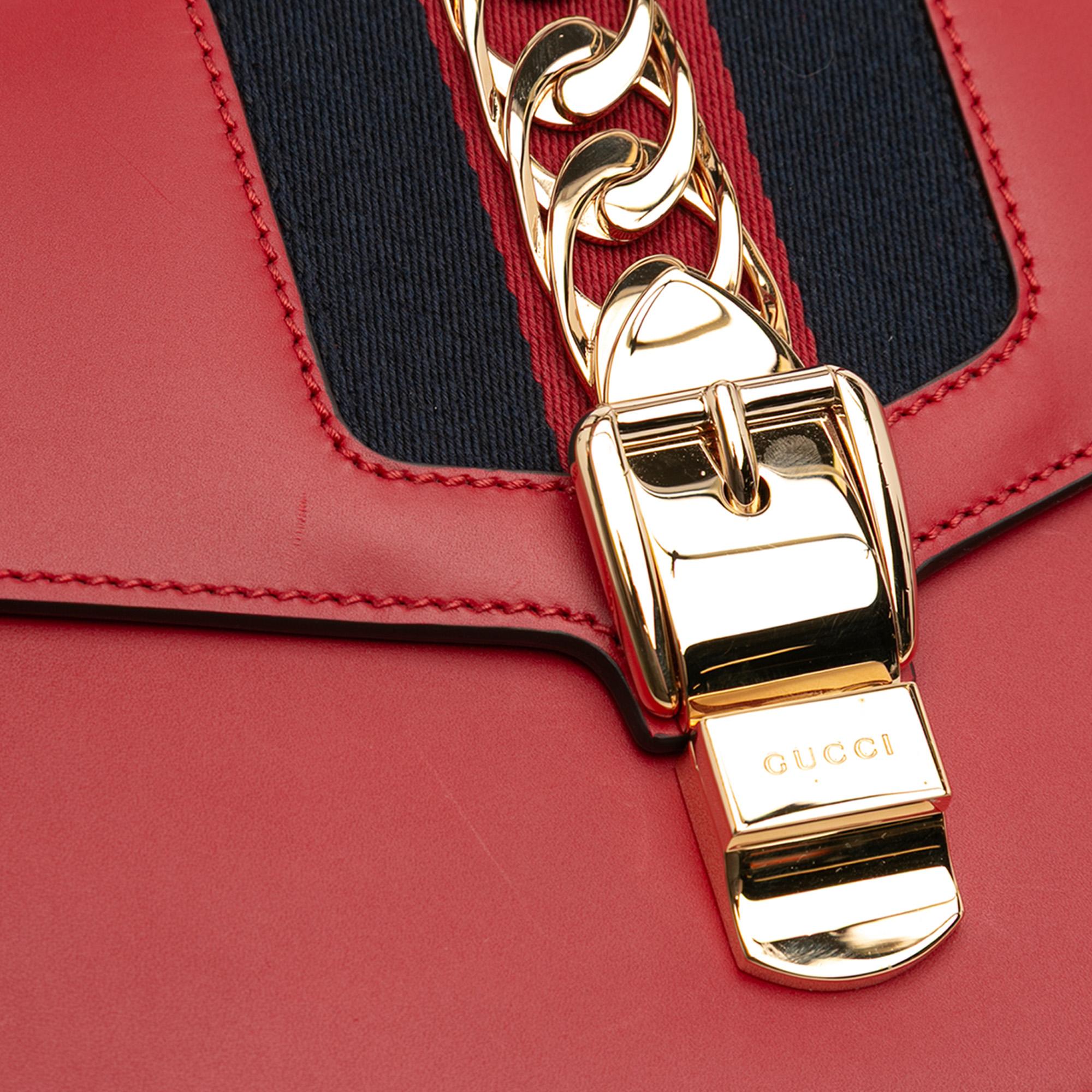 Gucci Small Leather Sylvie Web Satchel