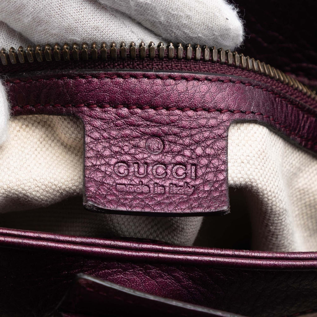 Gucci Small Metallic Calfskin Bamboo Shopper Satchel