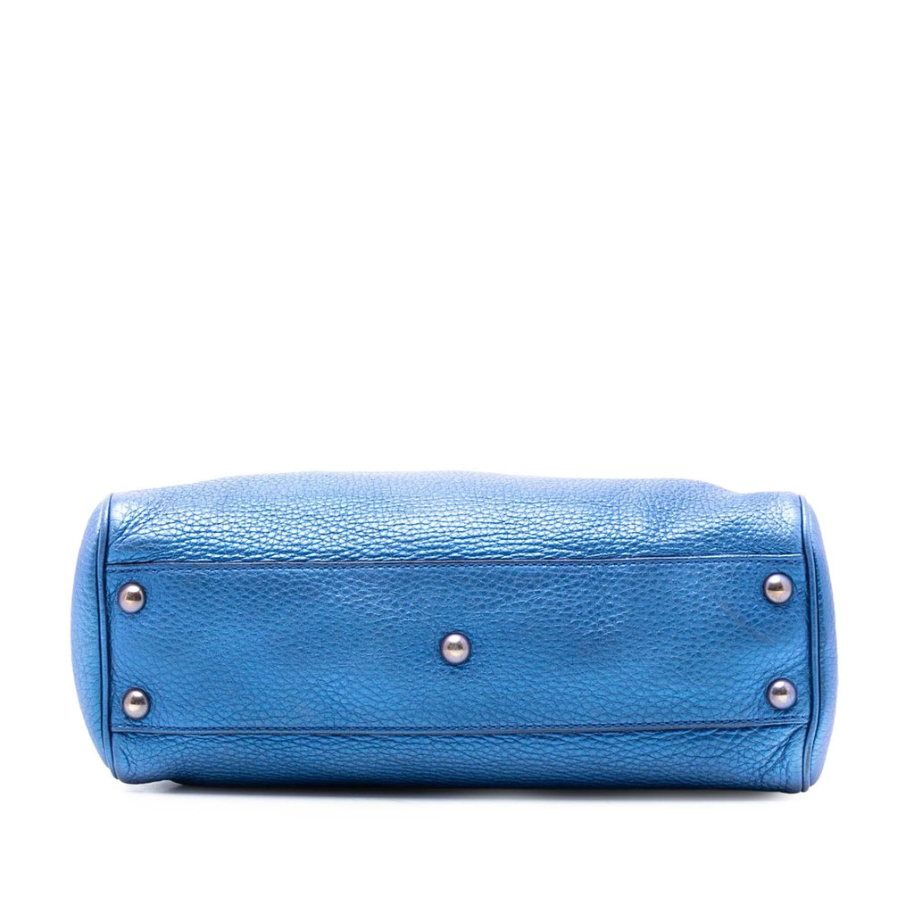 Gucci Small Metallic Calfskin Bamboo Shopper Satchel