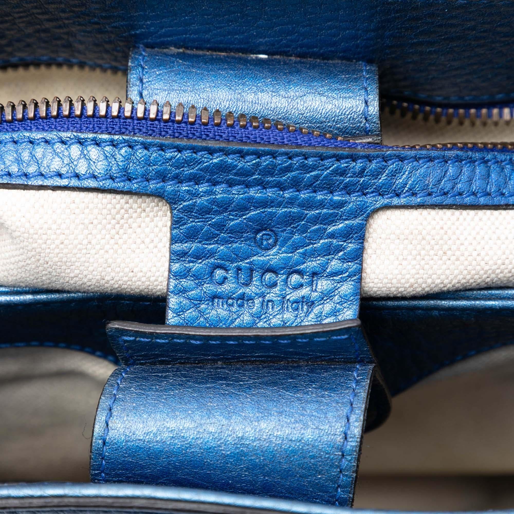 Gucci Small Metallic Calfskin Bamboo Shopper Satchel