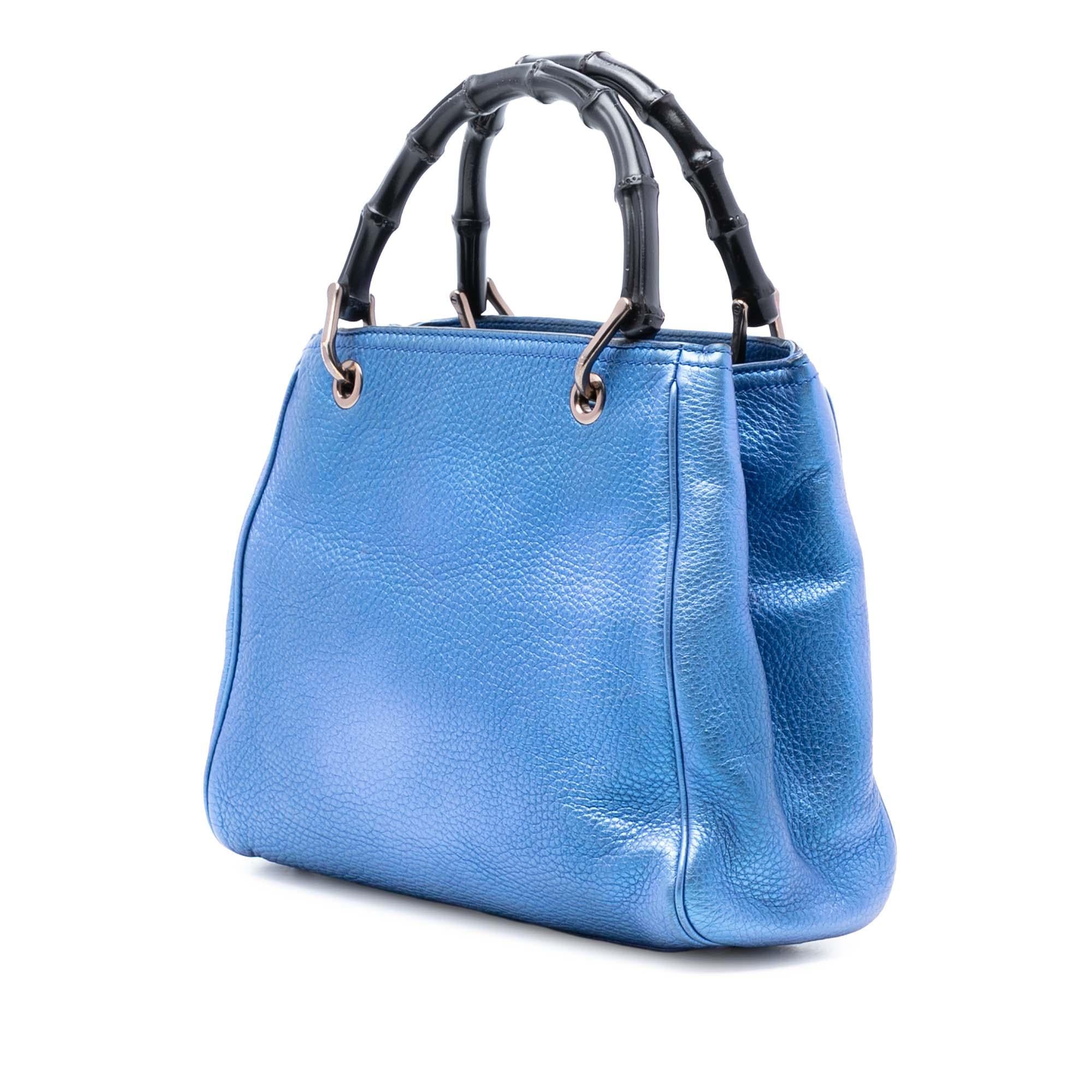 Gucci Small Metallic Calfskin Bamboo Shopper Satchel