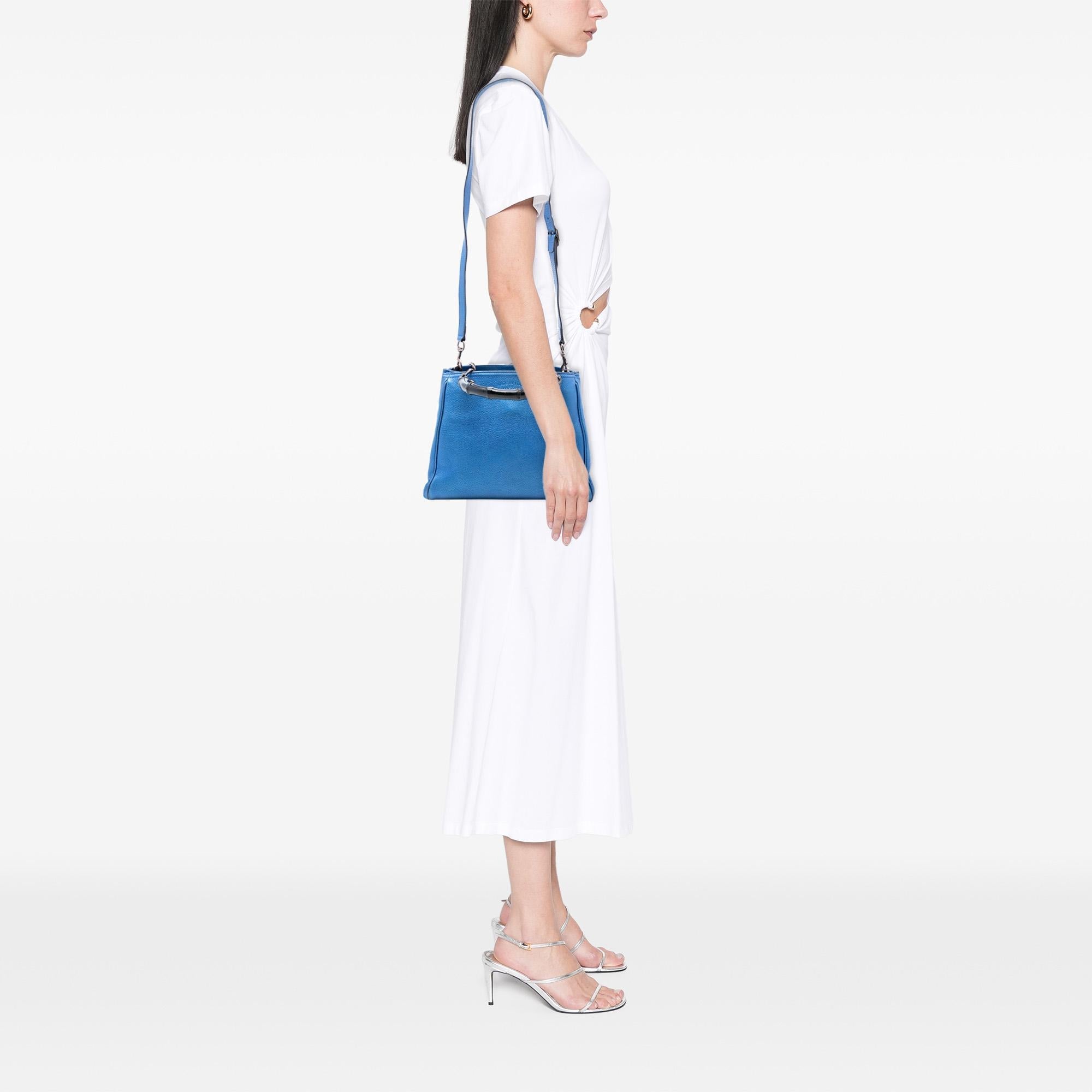 Gucci Small Metallic Calfskin Bamboo Shopper Satchel
