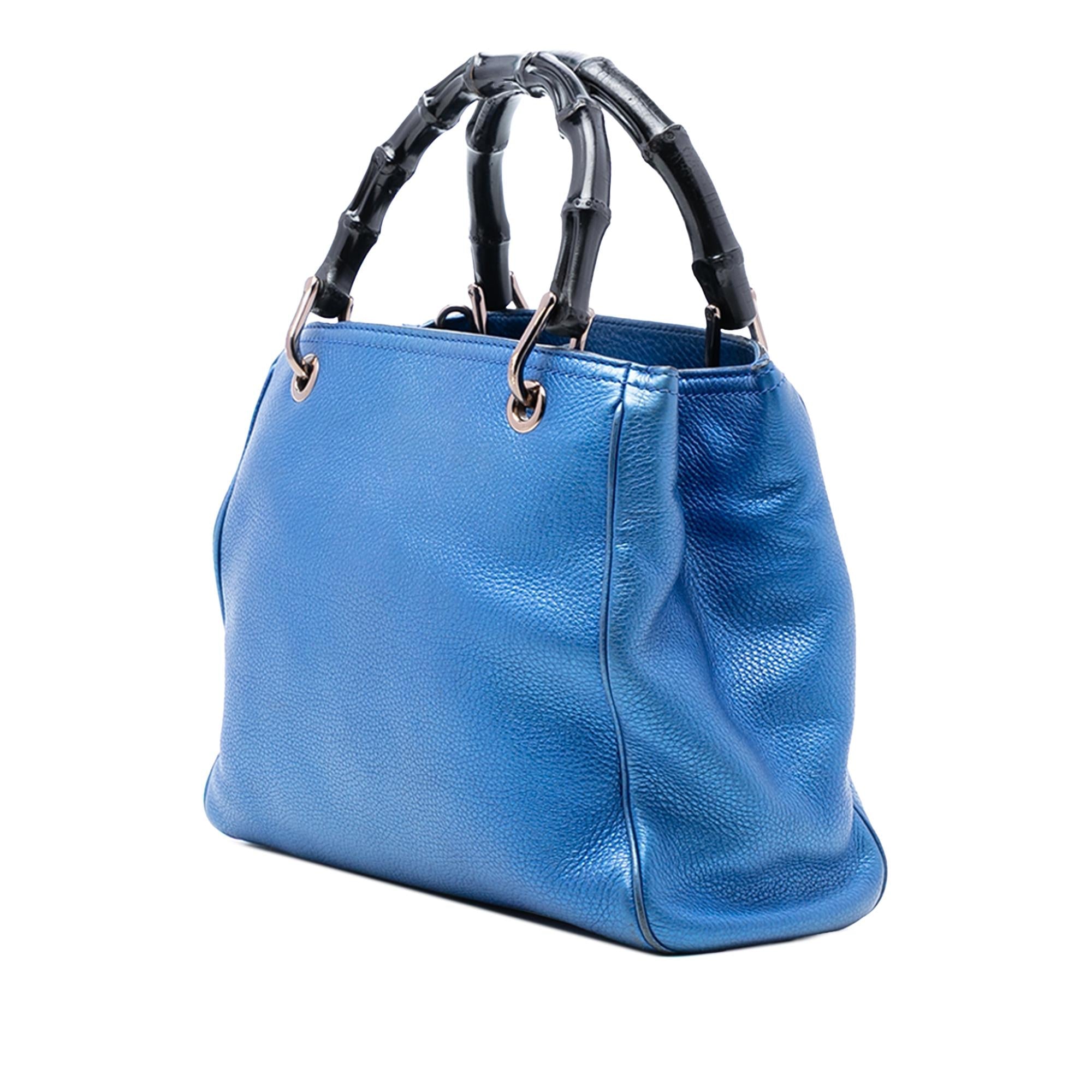 Gucci Small Metallic Calfskin Bamboo Shopper Satchel