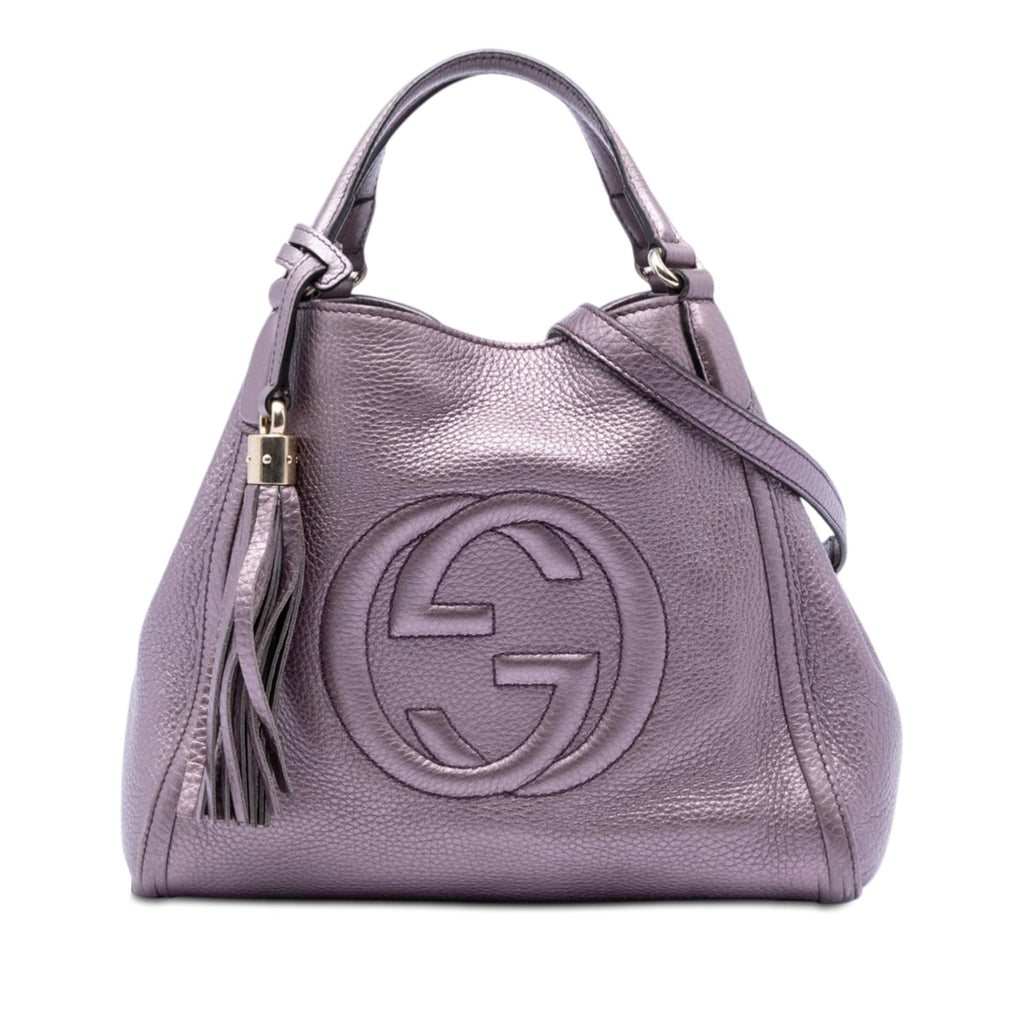 Gucci Small Metallic Leather Soho Satchel