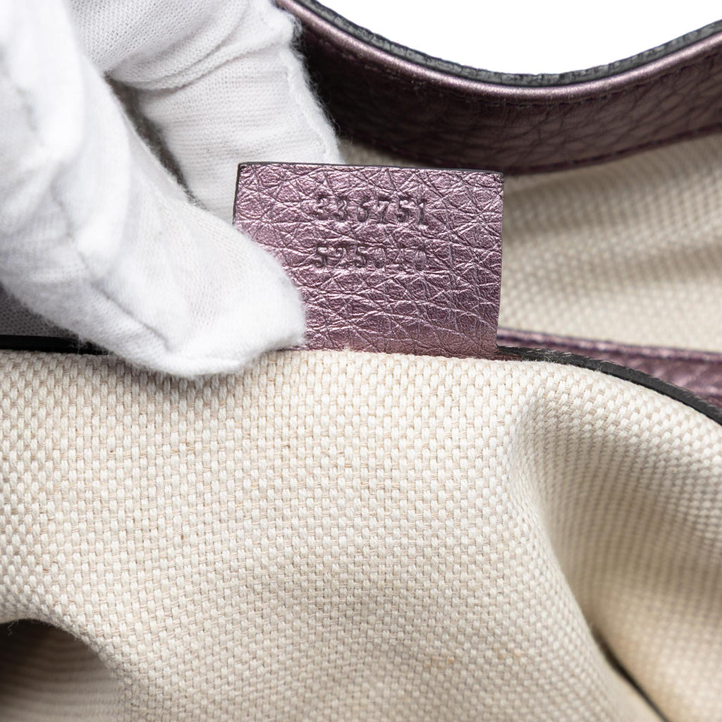 Gucci Small Metallic Leather Soho Satchel