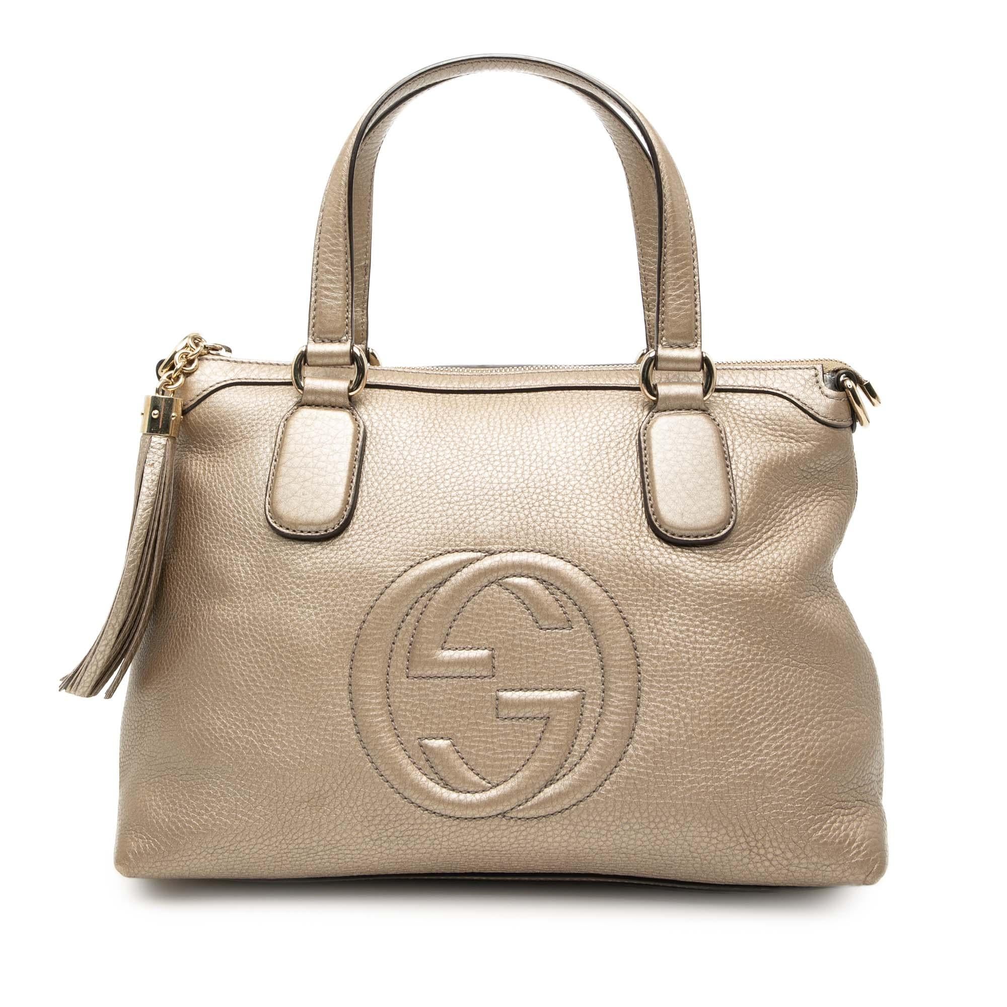 Gucci Small Metallic Leather Soho Working Satchel
