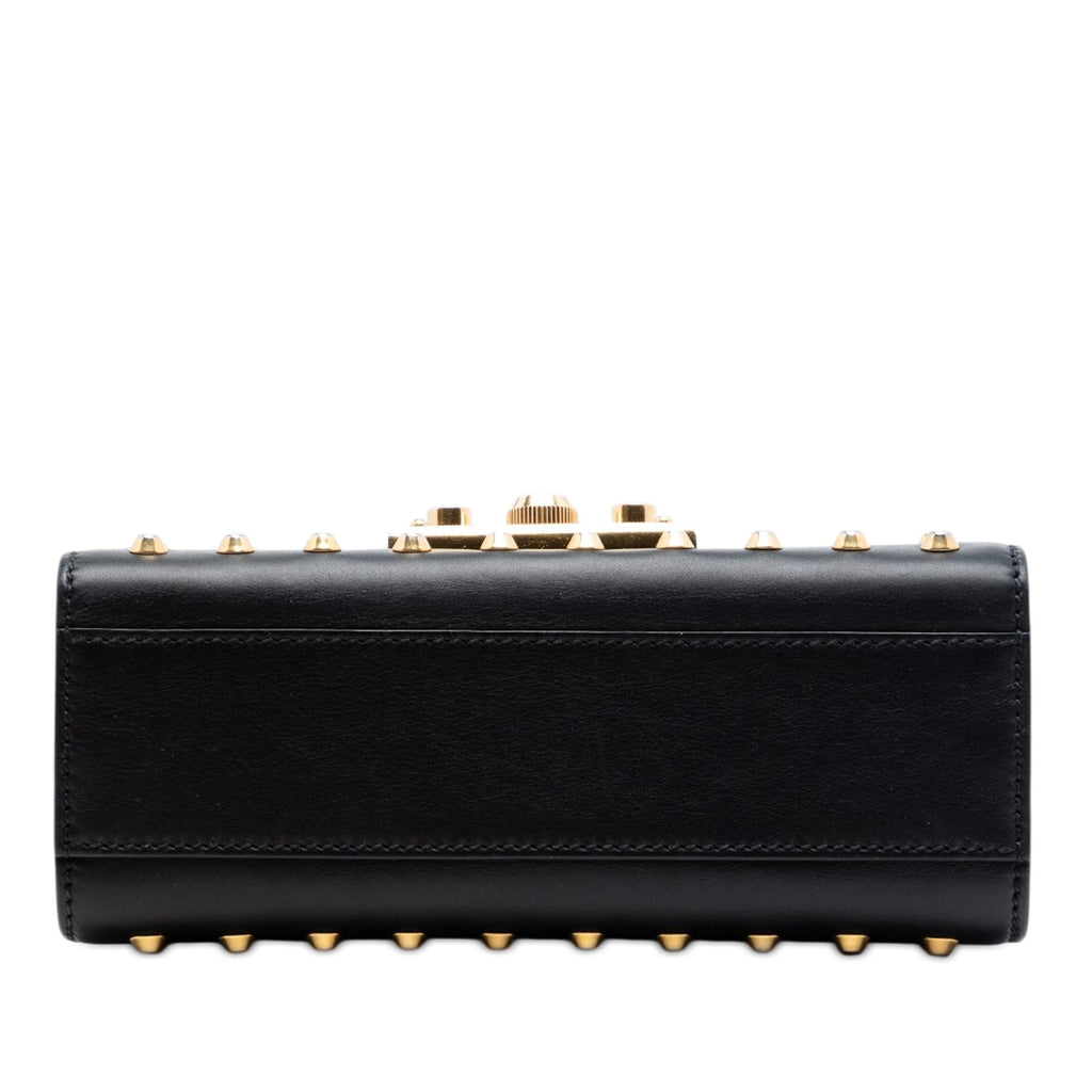 Gucci Small Pearl Studded Leather Padlock Crossbody