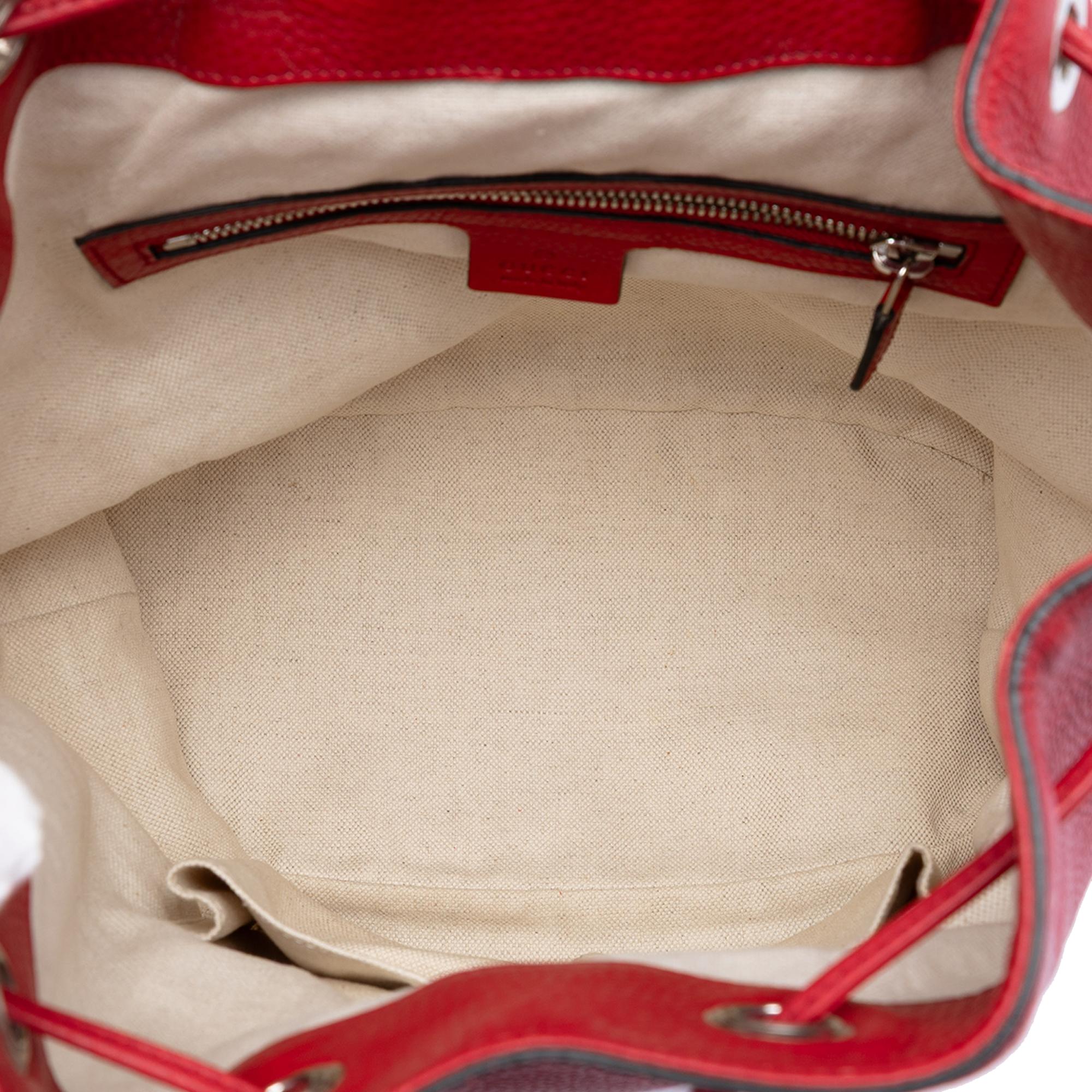 Gucci Small Pebbled Calfskin Soho Drawstring Backpack