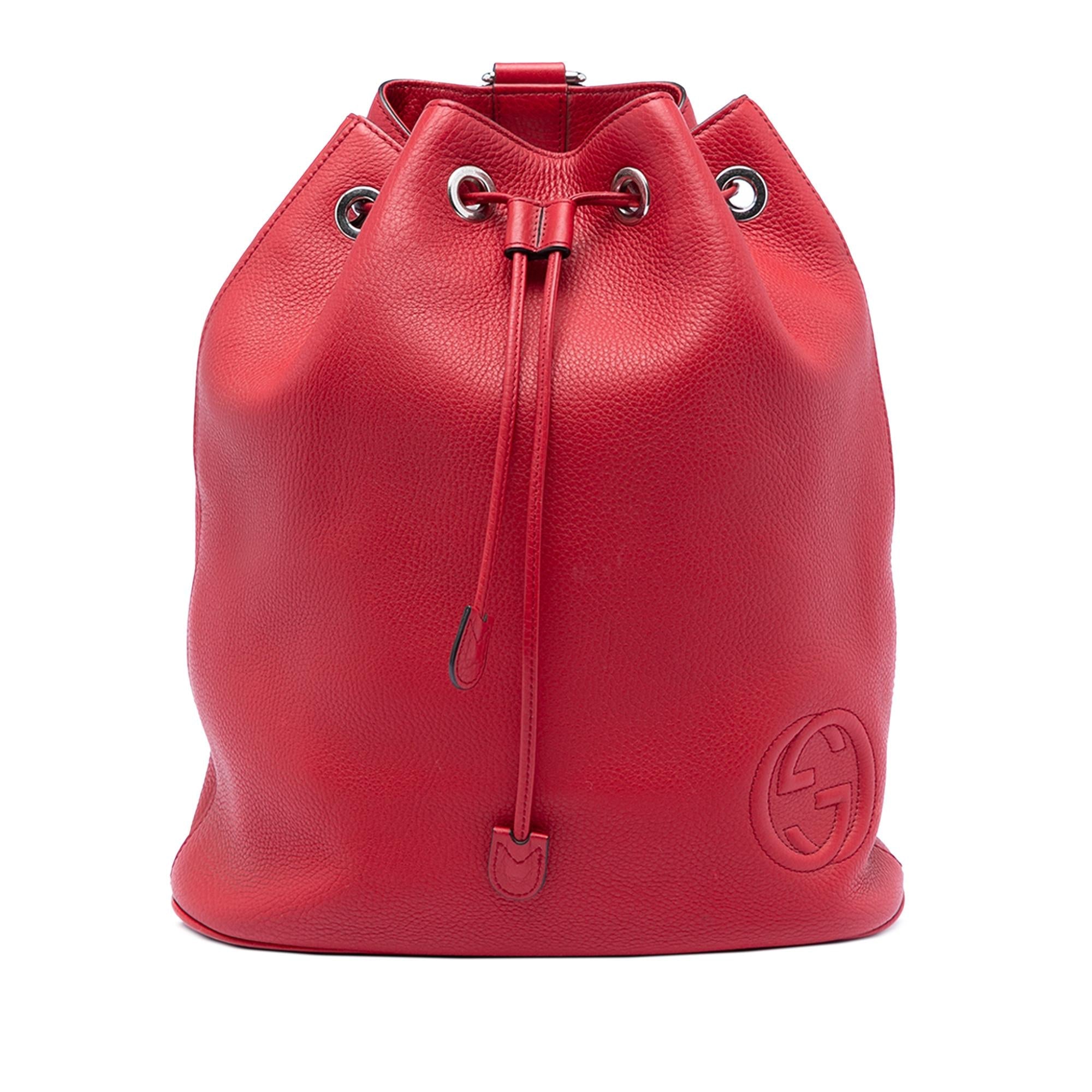 Gucci Small Pebbled Calfskin Soho Drawstring Backpack