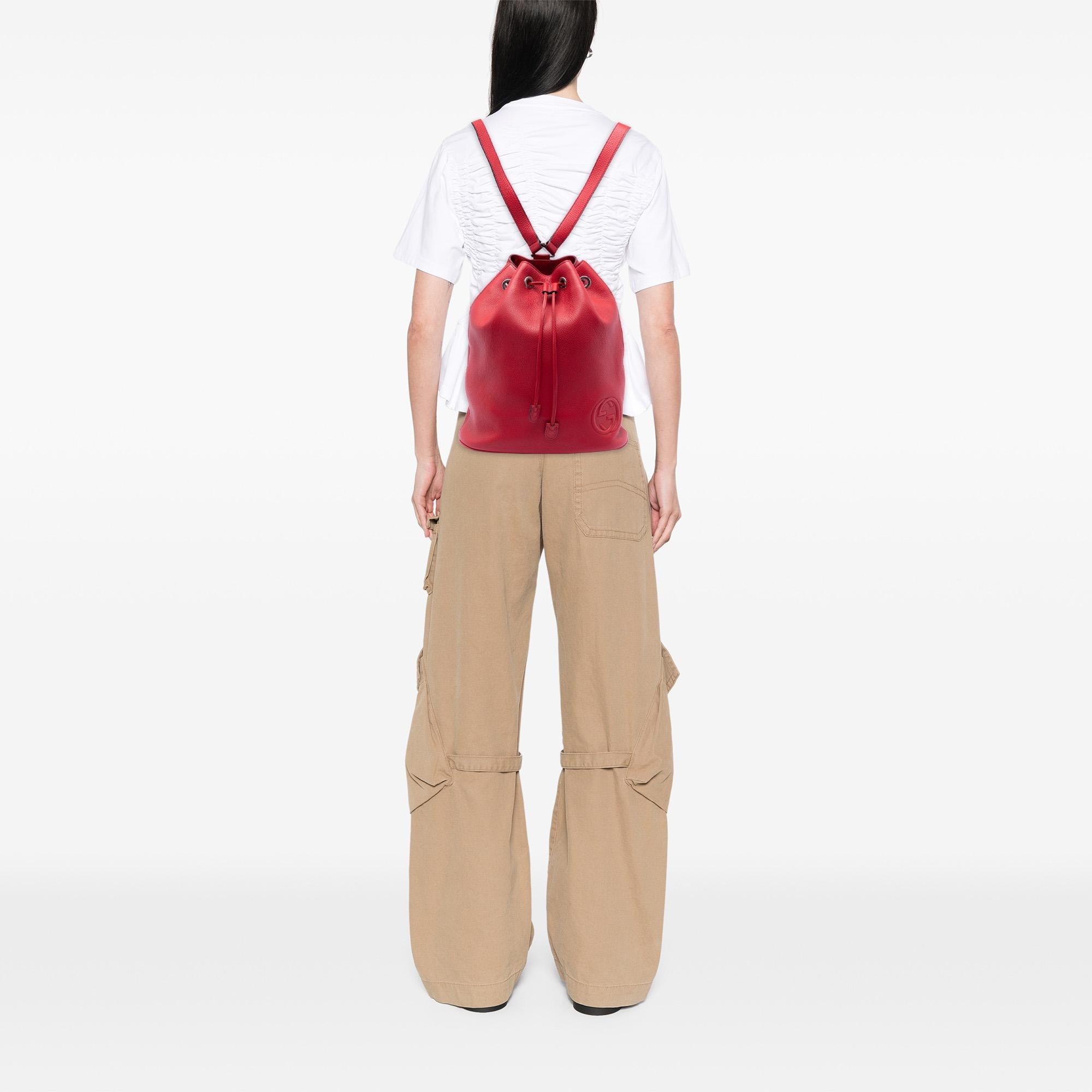 Gucci Small Pebbled Calfskin Soho Drawstring Backpack