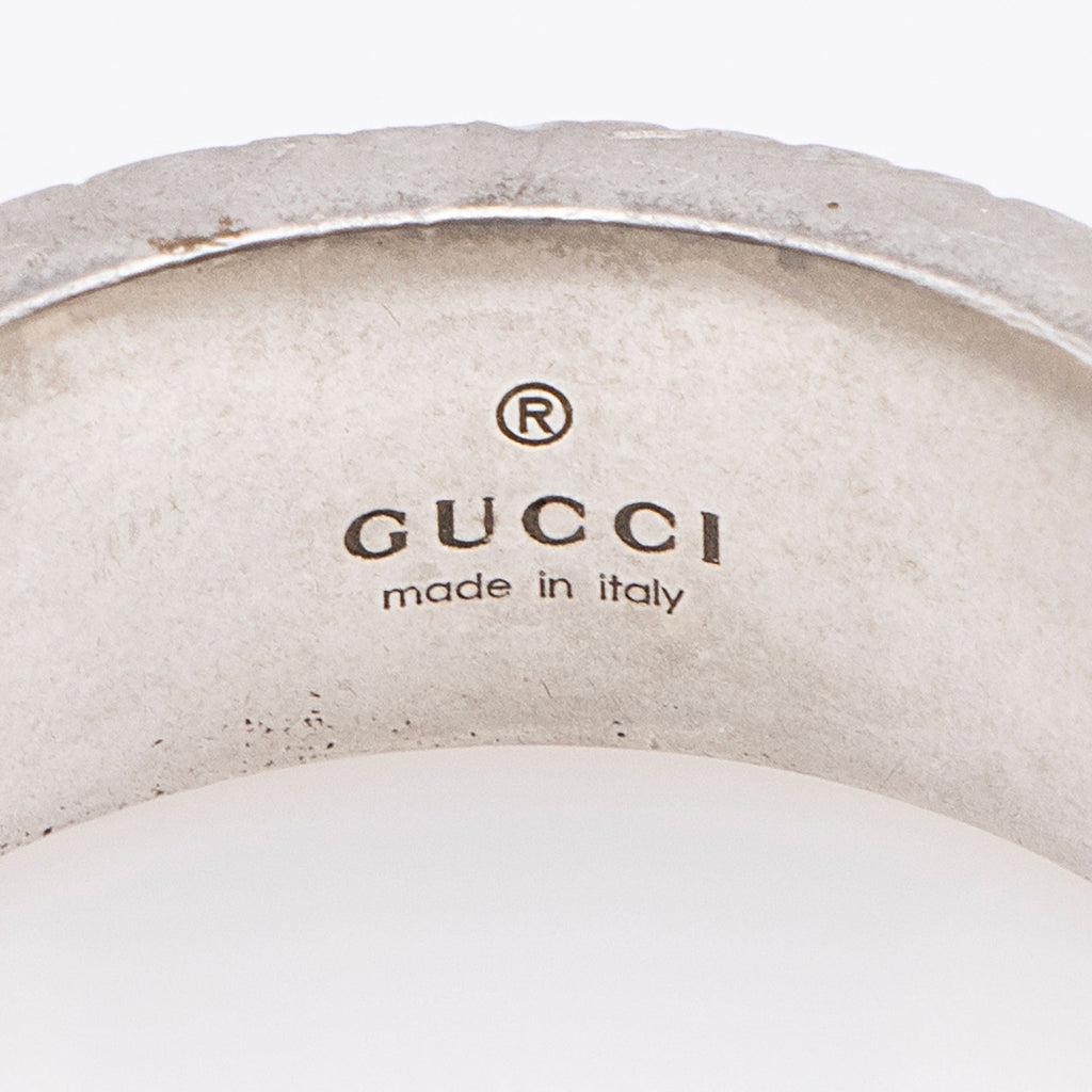 Gucci Sterling Silver GG Wide Ring - Size 7 1/2