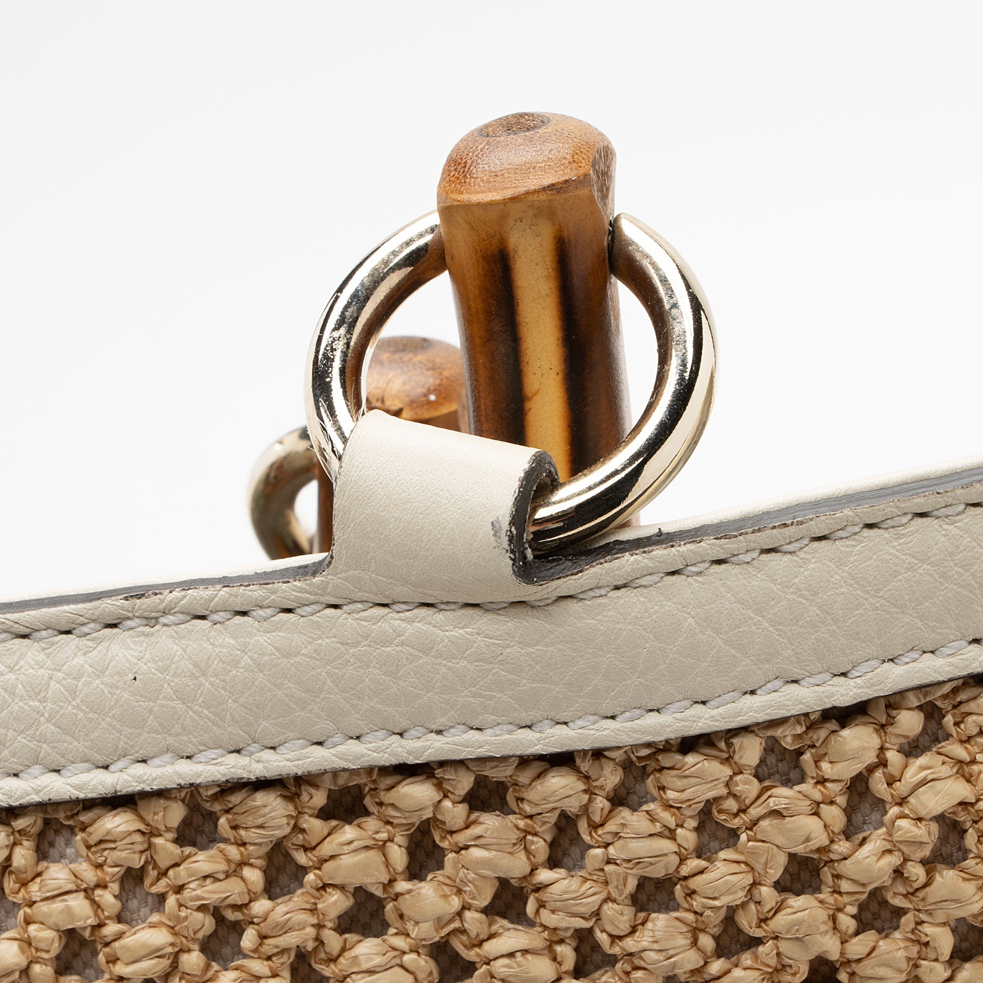 Gucci Straw Bamboo Top Handle Satchel (SHF-8UehuG)
