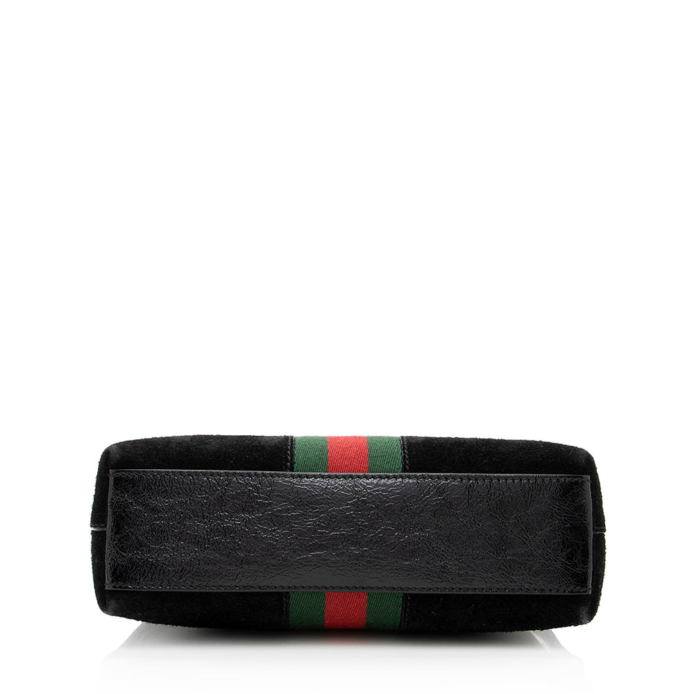 Gucci Suede Patent Leather Ophidia Dome Small Shoulder Bag (SHF-19215)