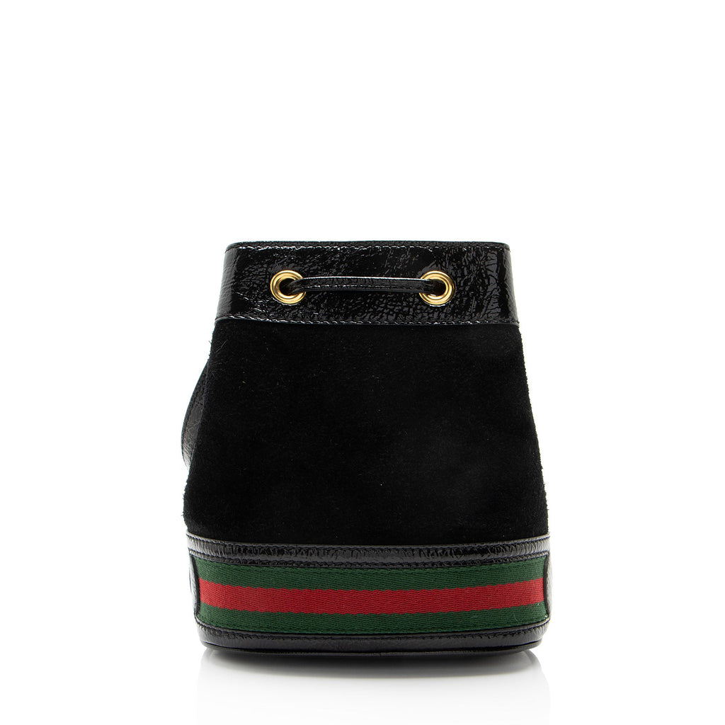 Gucci Suede Patent Leather Ophidia Mini Bucket Bag