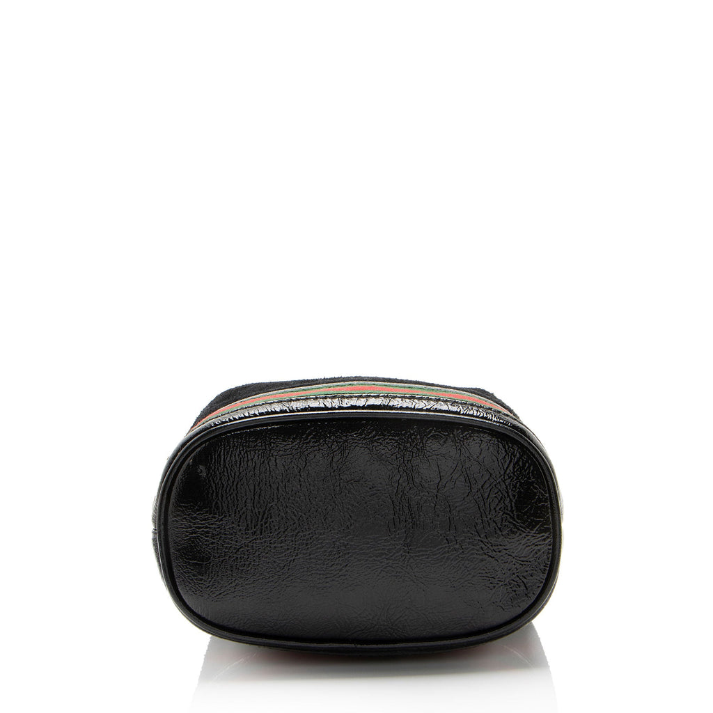 Gucci Suede Patent Leather Ophidia Mini Bucket Bag