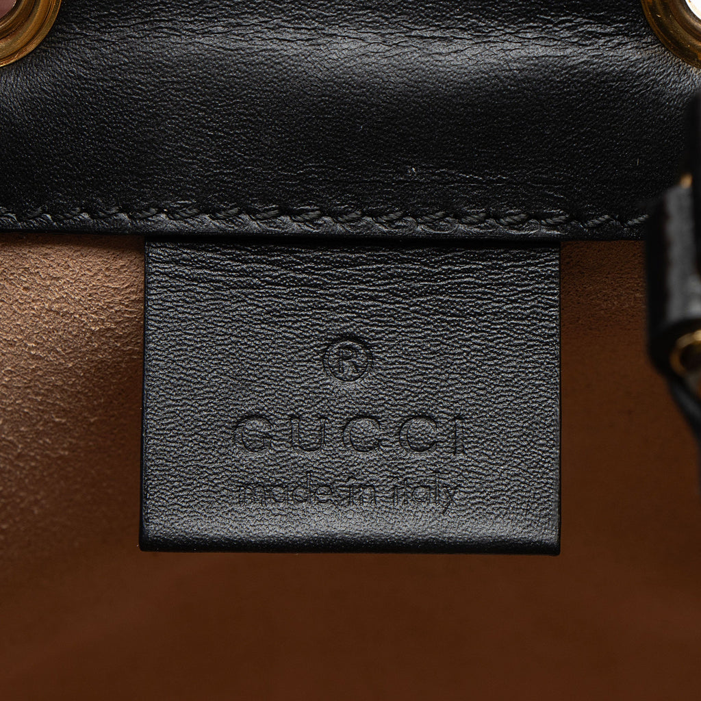 Gucci Suede Patent Leather Ophidia Mini Bucket Bag