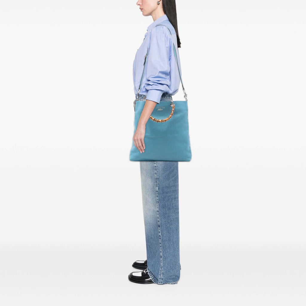 Gucci Tall Leather Bamboo Shopper Tote