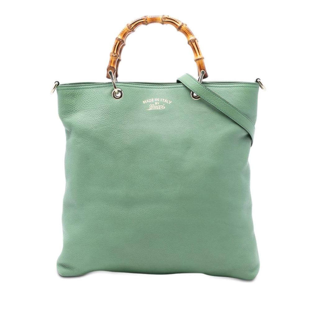 Gucci Tall Leather Bamboo Shopper Tote