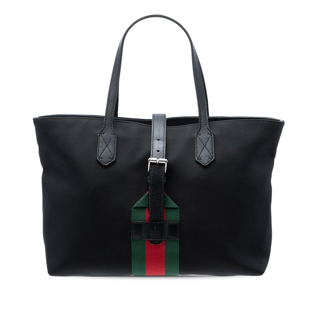 Gucci Techno Canvas Web Buckle Tote