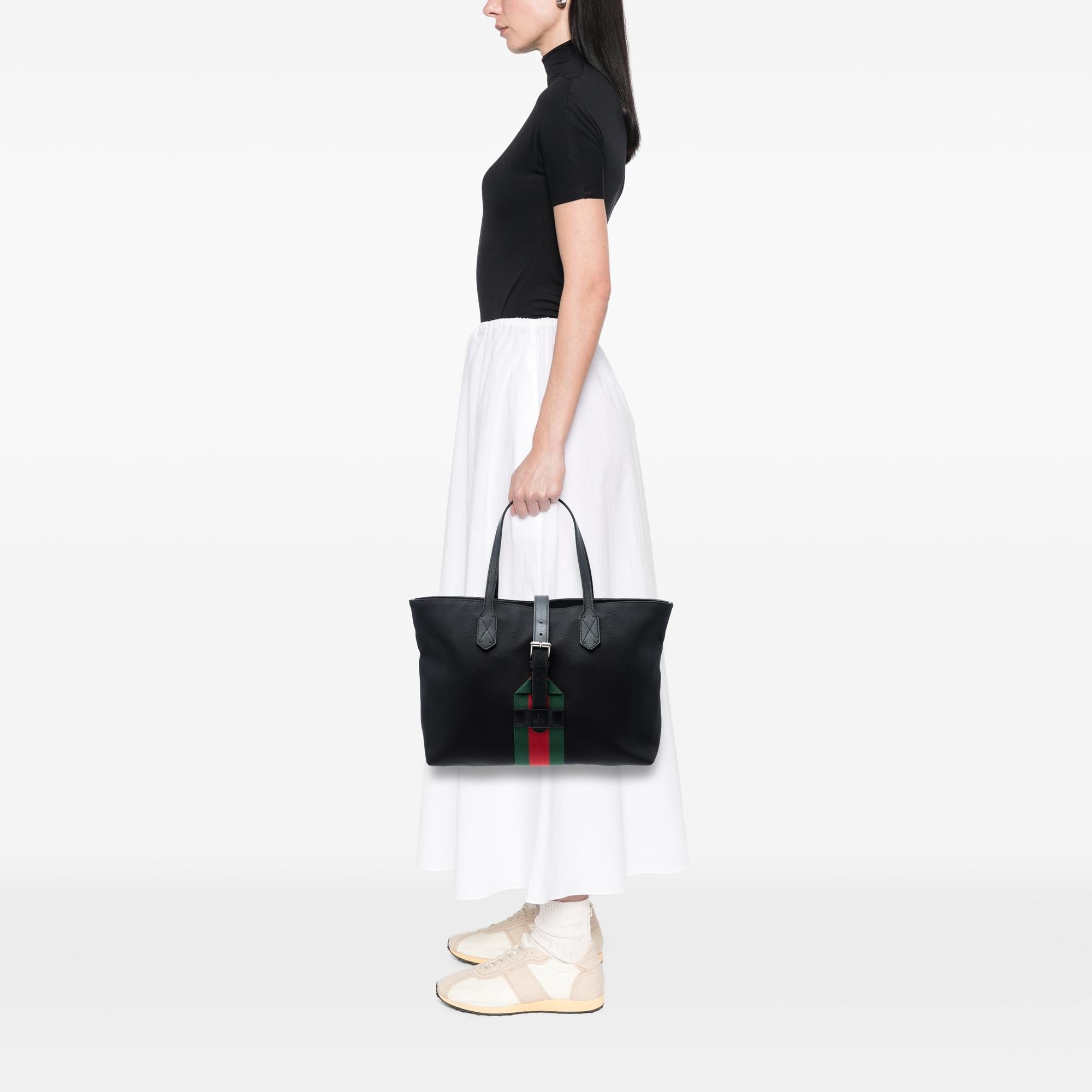 Gucci Techno Canvas Web Buckle Tote