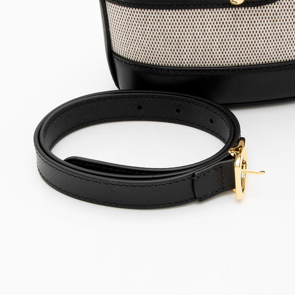 Gucci Toile Leather Horsebit Gucci 73 Small Shoulder Bag