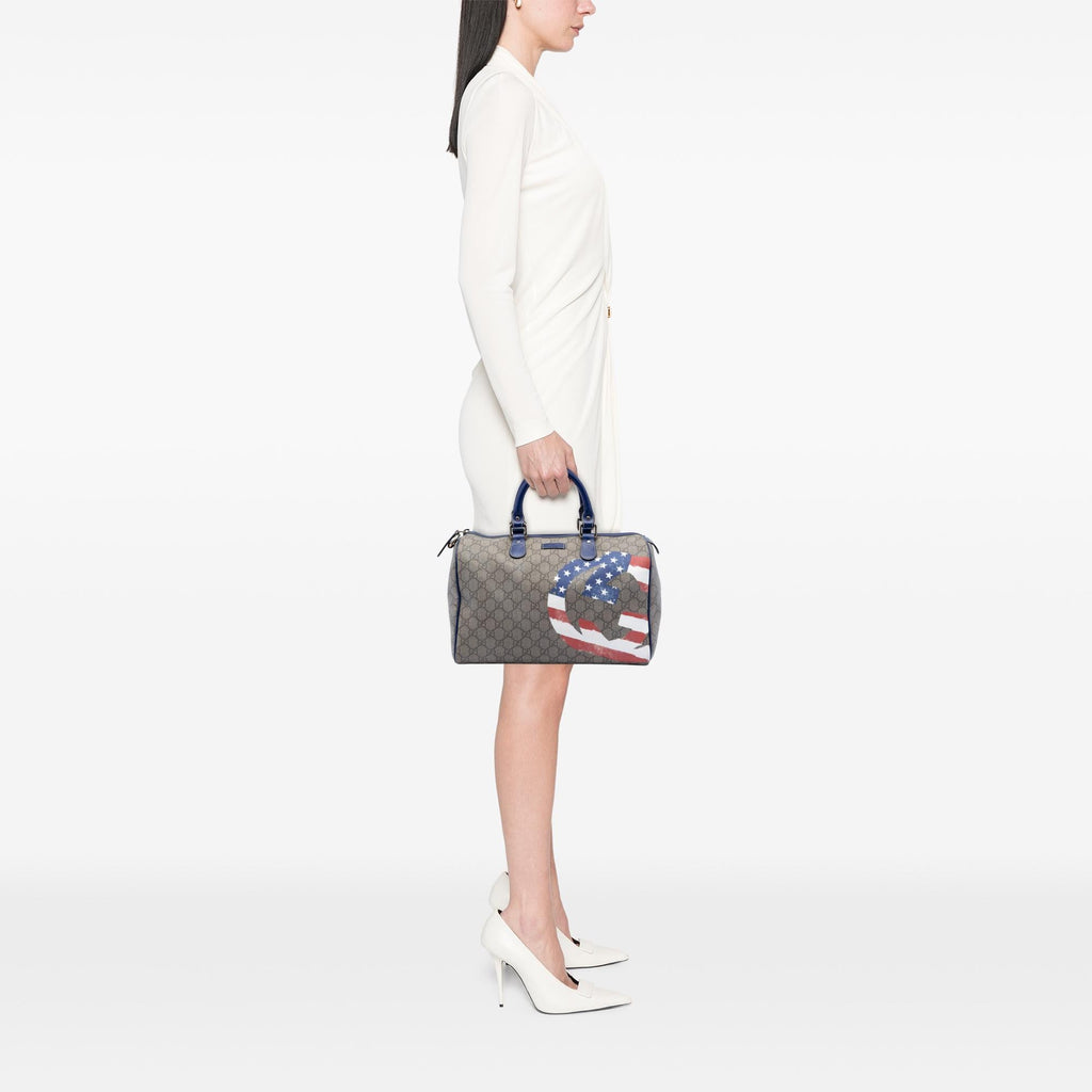 Gucci Unicef Medium GG Supreme American Flag Joy Boston Bag