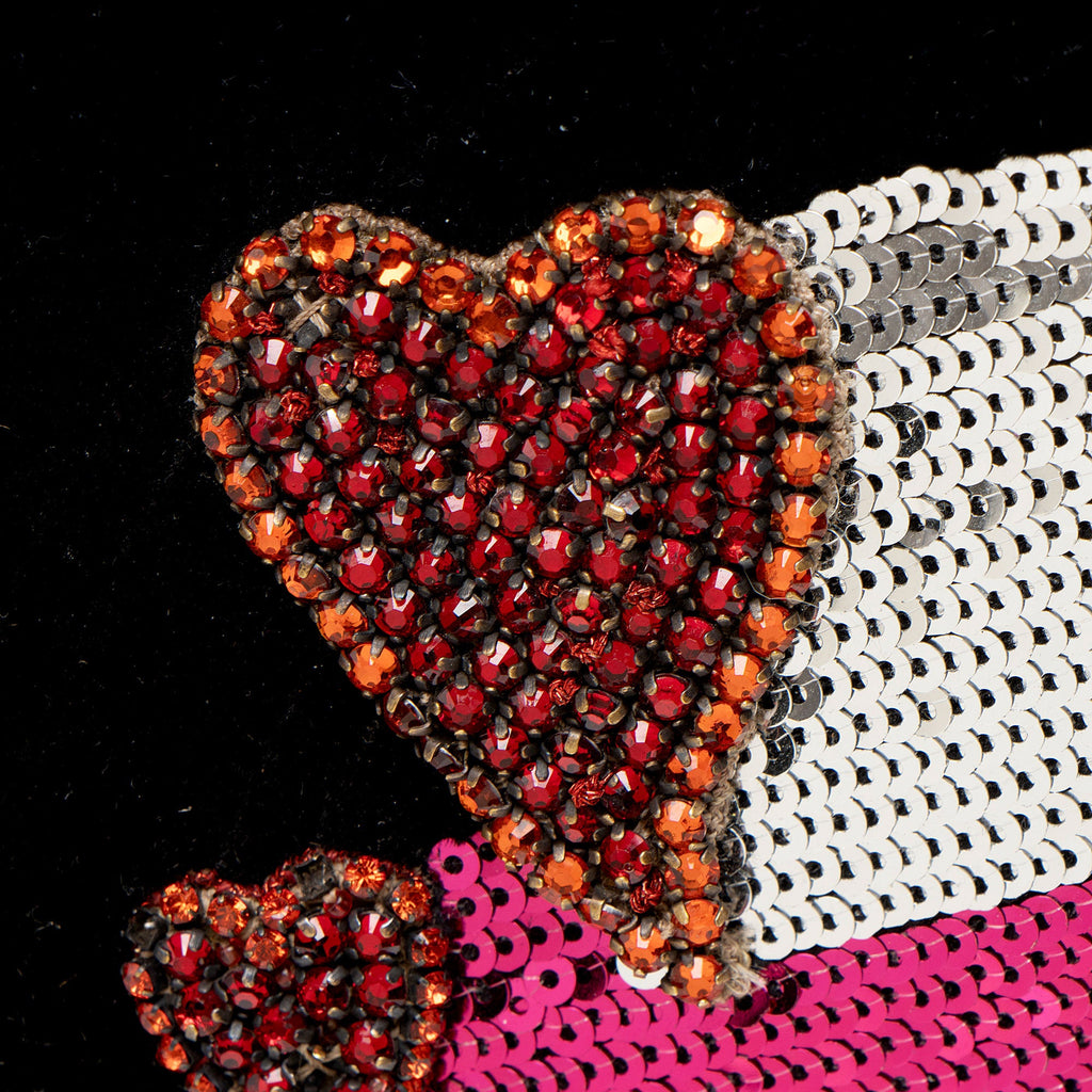 Gucci Velvet Embellished Hearts GG Marmont Medium Flap Bag