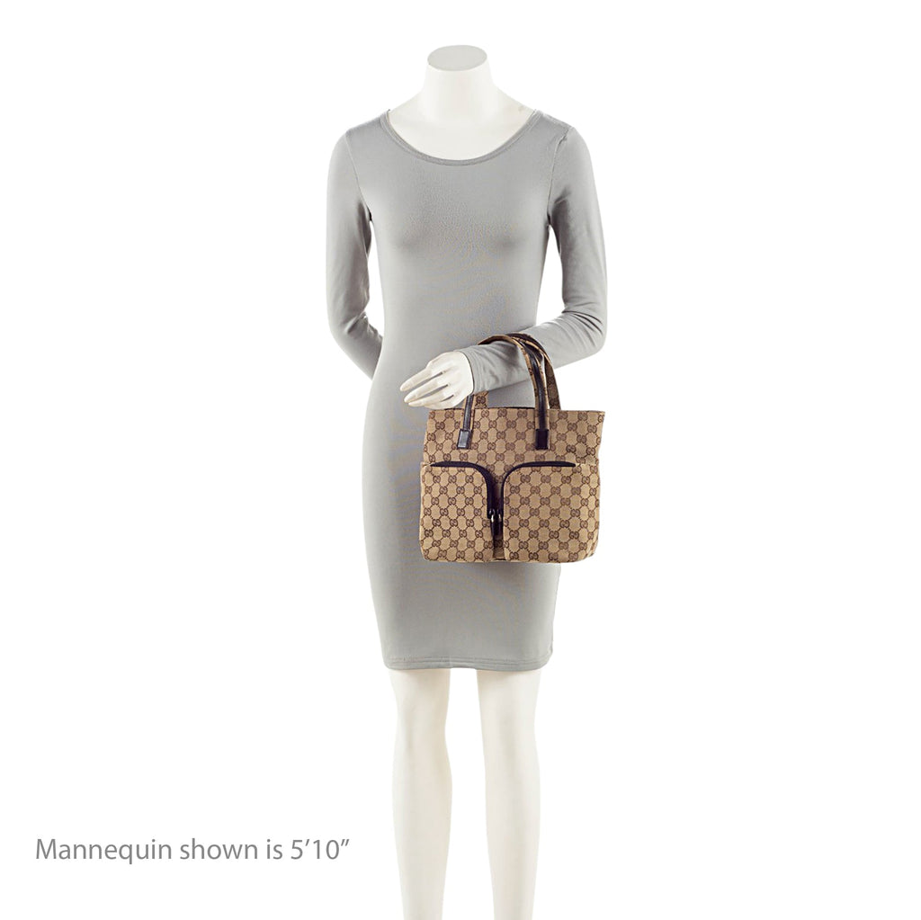 Gucci Vintage GG Canvas Double Pocket Tote