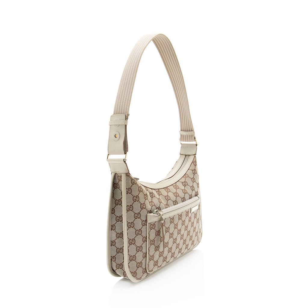 Gucci Vintage GG Canvas Front Pocket Shoulder Bag