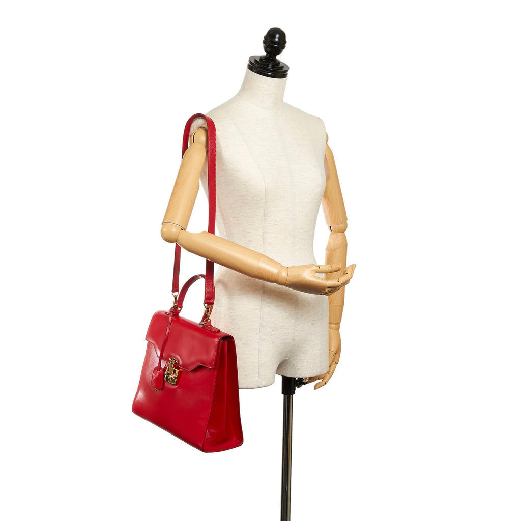 Gucci Vintage Lady Lock Leather Satchel (SHG-30735)