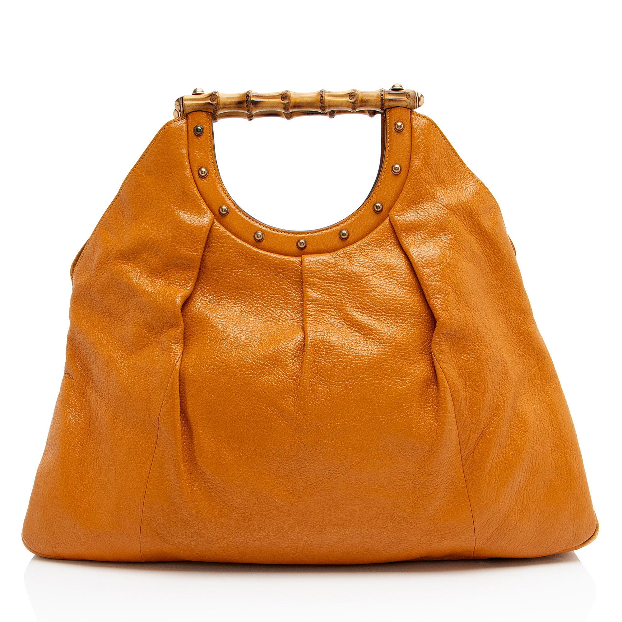 Gucci Vintage Leather Bamboo Studded Hobo