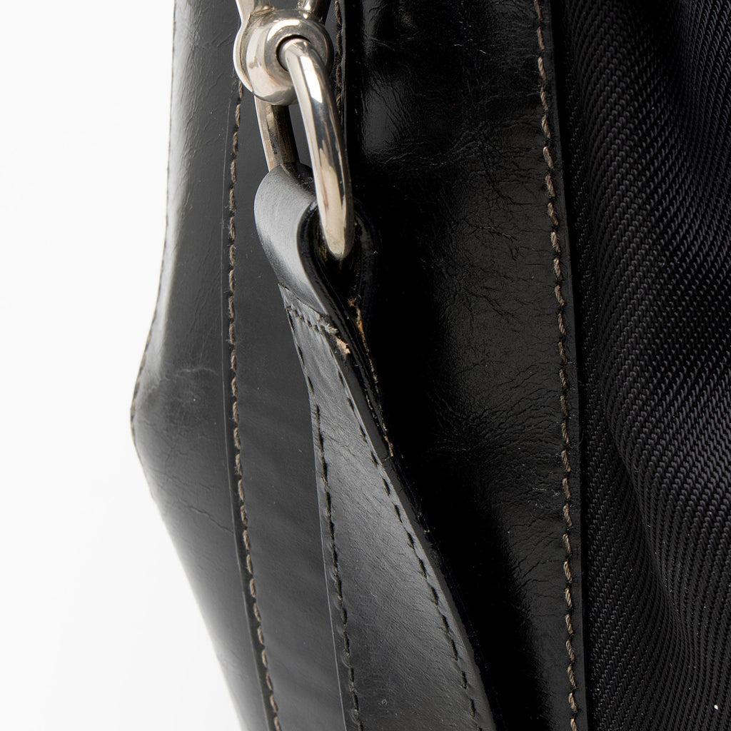 Gucci Vintage Nylon Bamboo Drawstring Bucket Bag