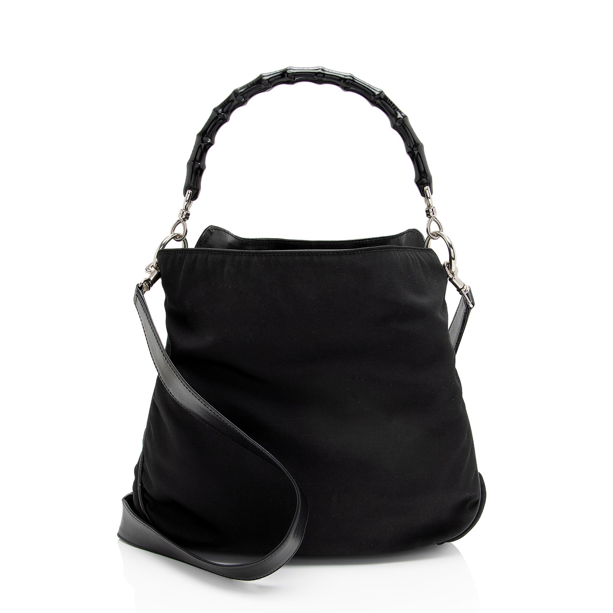 Gucci Vintage Nylon Bamboo Hobo (SHF-4WRjjt)