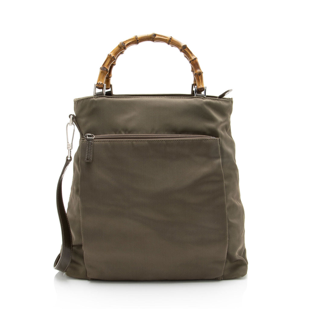 Gucci Vintage Quilted Nylon Bamboo Tote