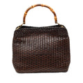 Gucci Woven Leather Bamboo Satchel